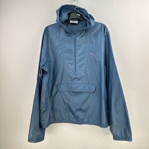 Vintage Izod Lacoste Anorak Jacket Mens L Blue Nylon Quarter Zip Hoodie Packable